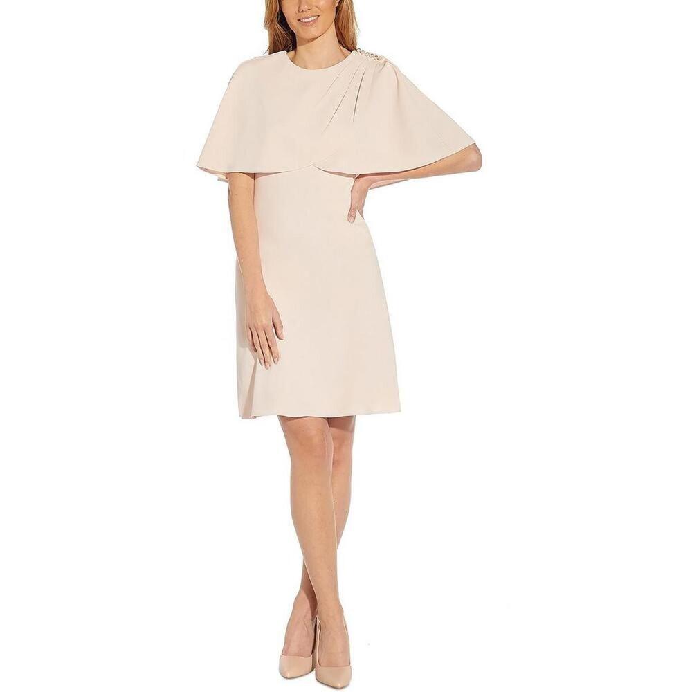 Adrianna Papell Embellished Mini Sheath Dress Capelet Modest sz 6 Day-Dinner